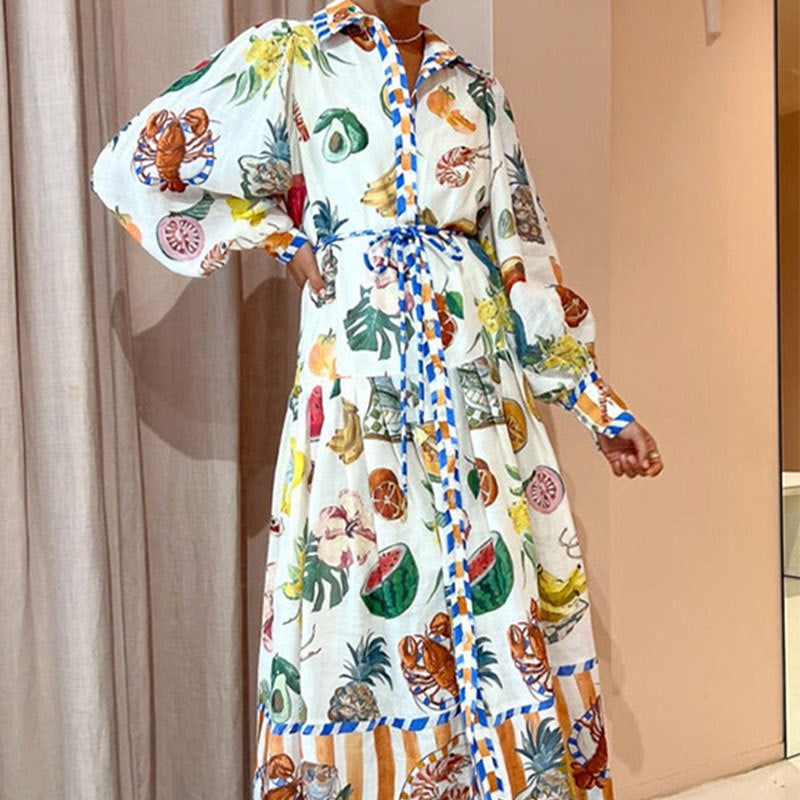 Long Sleeves Floral Print Midi Dresses