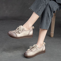Women Minimalist Leather Retro Flat Casual Shoes Newgew Shoes