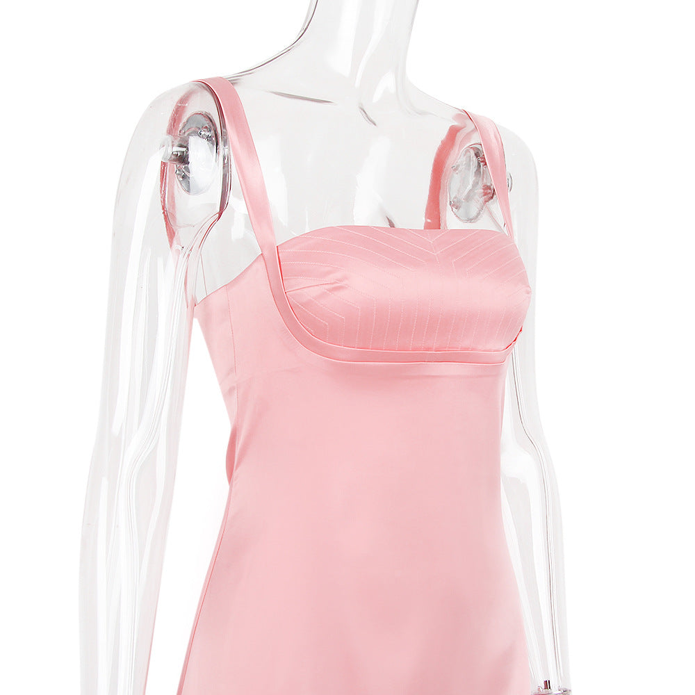 VINTAGE CREAM MINI DRESS - Pink