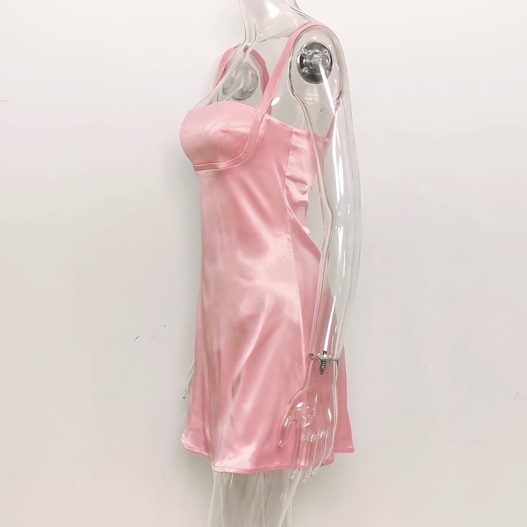 VINTAGE CREAM MINI DRESS - Pink