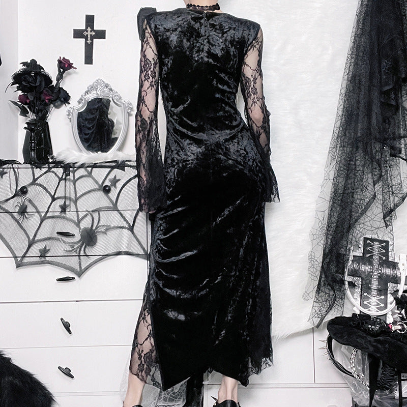 V Neck Long Sleeve Cut Out Maxi Bodycon Dress