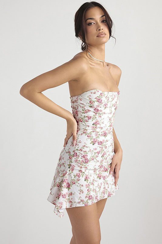 Strapless Floral Mini Dress