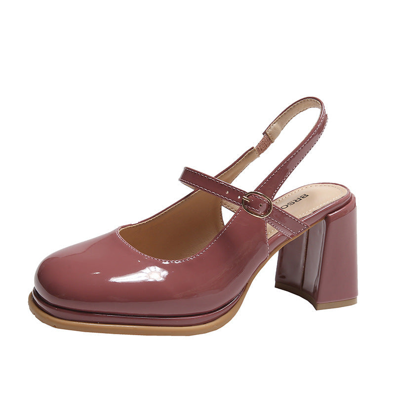Damen Zehenhoch Runde Fairy Lack Sandalen