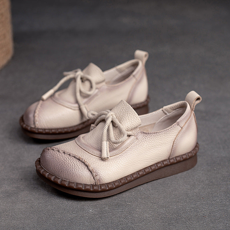 Women Minimalist Leather Retro Flat Casual Shoes Newgew Shoes