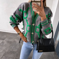 Tennessee Plaid Crop Cardigan mit Knopfleiste - Grün