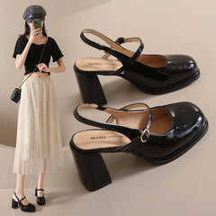 Damen Zehenhoch Runde Fairy Lack Sandalen