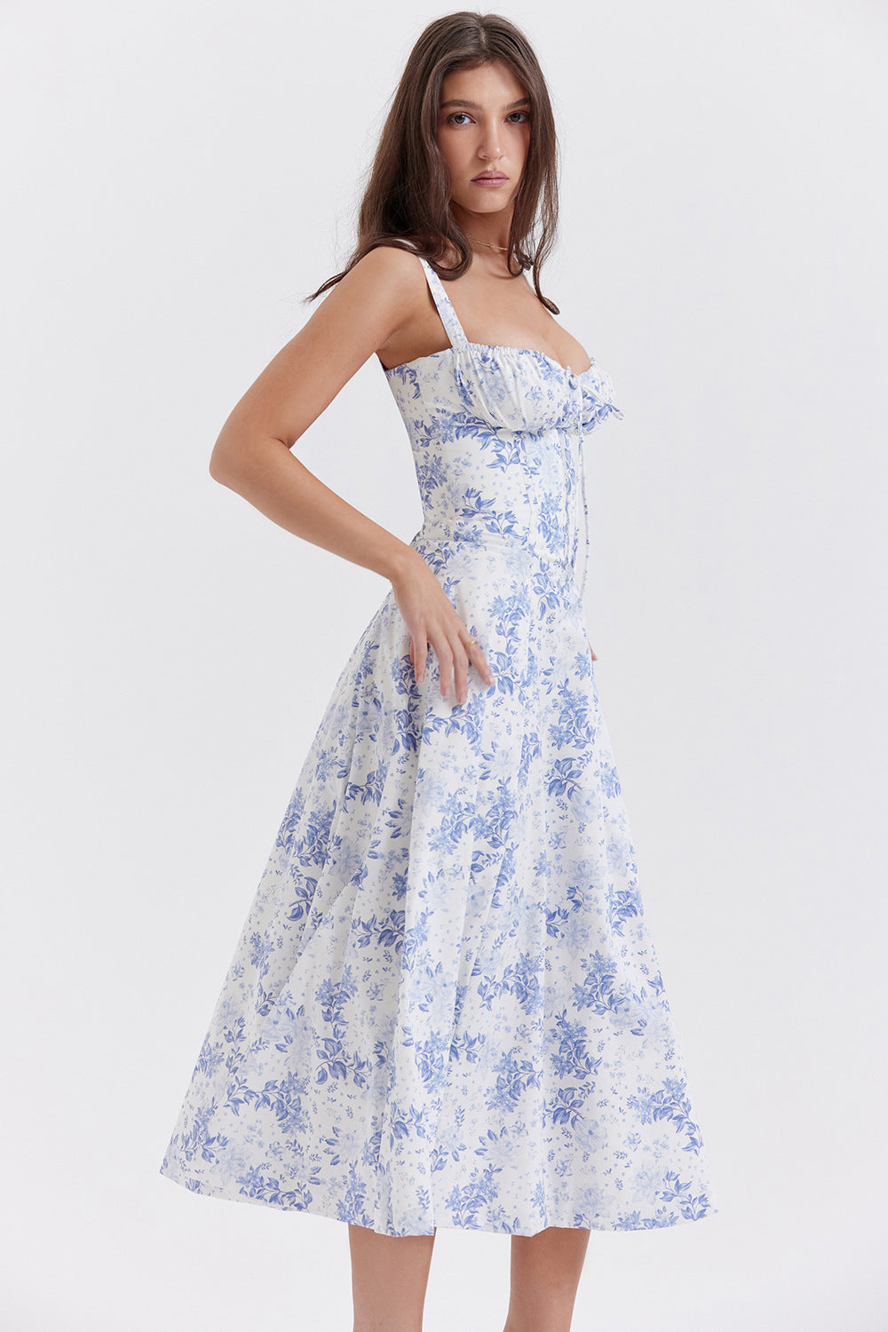 Felizia Blue Print Puff Sleeve Sundress