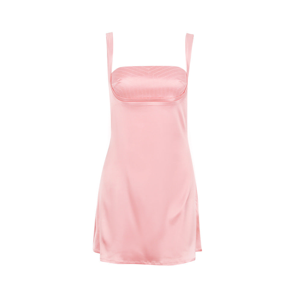 VINTAGE CREAM MINI DRESS - Pink