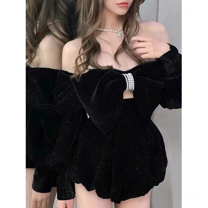 VELVET BLOOMERS JUMPSUIT