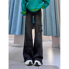 Vintage Washed Butterfly Flare Jeans