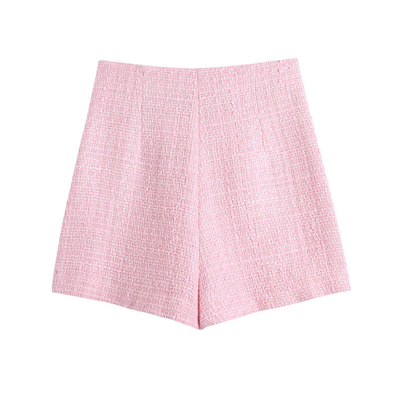 Limon High Rise Tailored Tweed Shorts - Yellow Ins Street