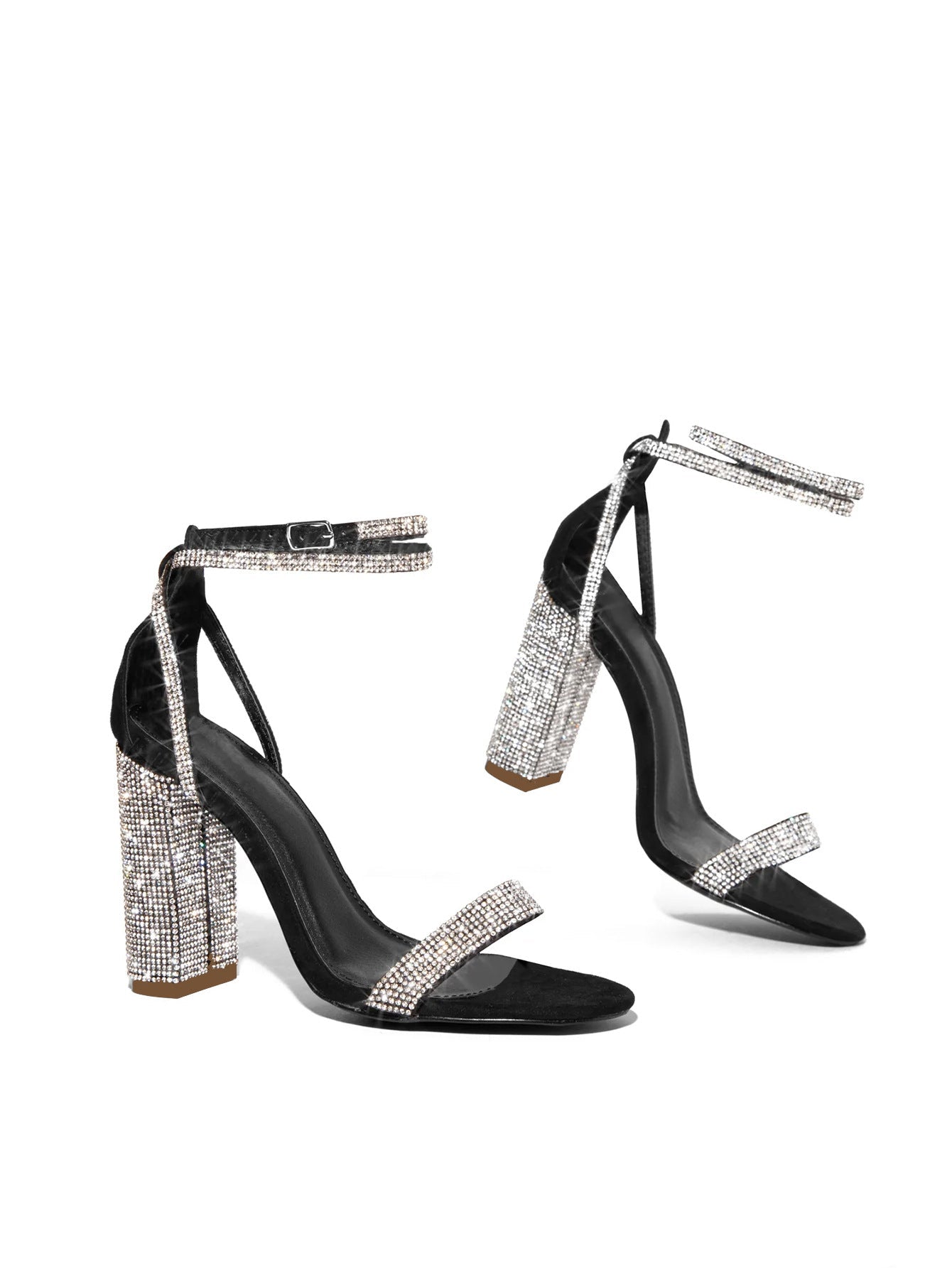 Lace Up Crystal Heel Sandal
