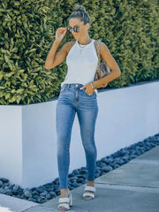 Vervet by Flying Monkey Never Too Late Full Size Raw Hem Cropped Jeans