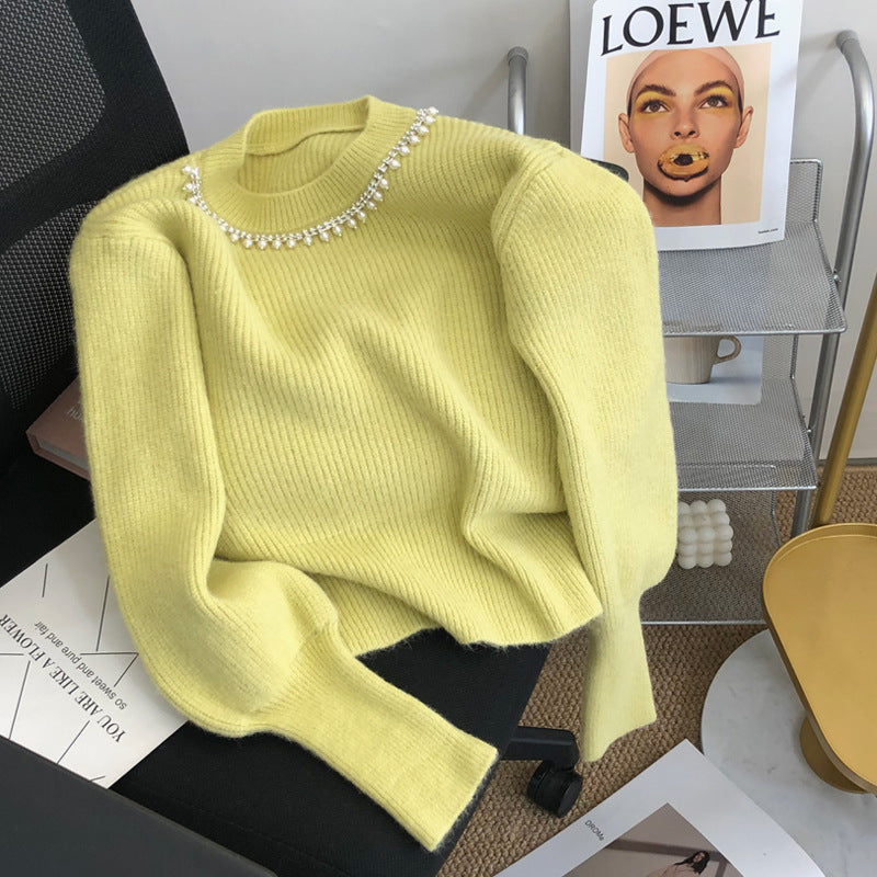 Queen Bee Embellished Knit Sweater - Off White