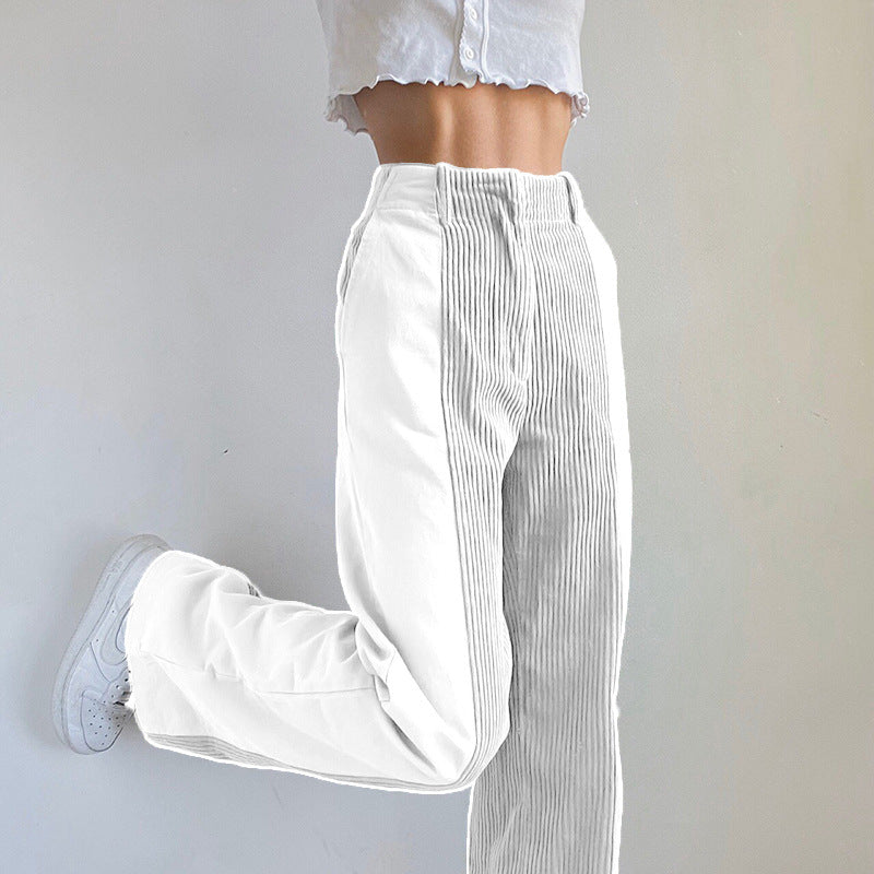 Temperament High Waist Corduroy Panel Pants 2023-03-14 InsStreet