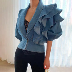 Plus Size PU Leather Jacket with Belt