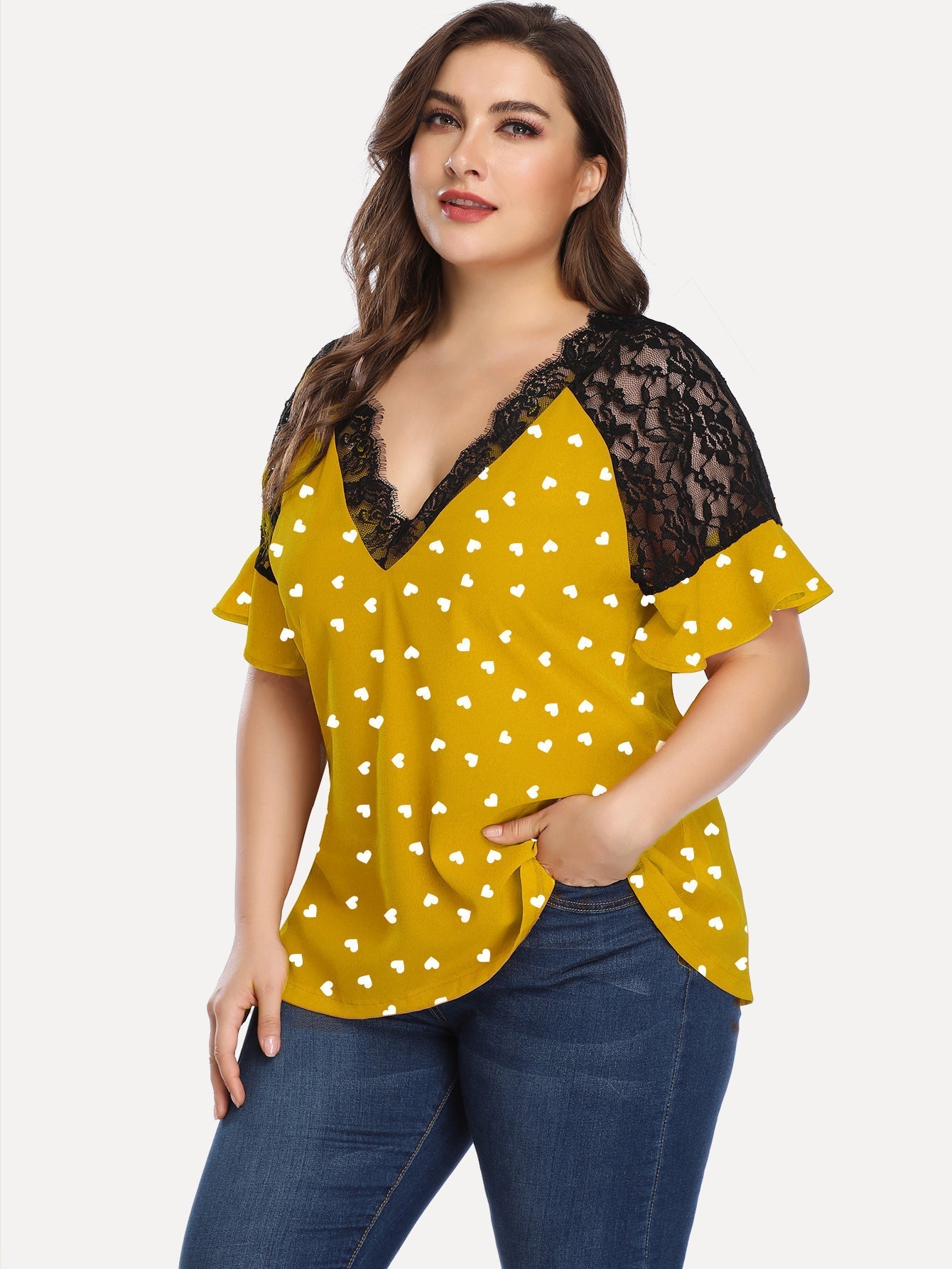 Short Sleeve T-Shirt Dot Hollow Sleeve Casual