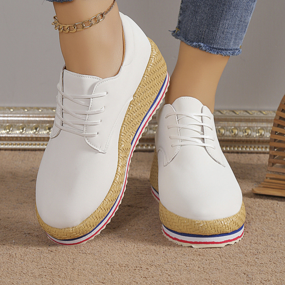 Lace Up Wedge Platform Ankle Sneakers Pairmore