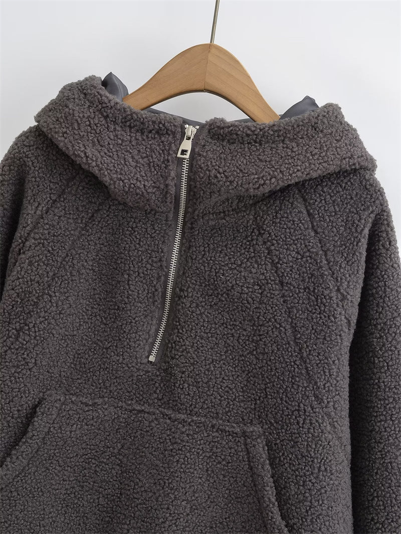 Lamb Wool Oversized Hooded Sweater