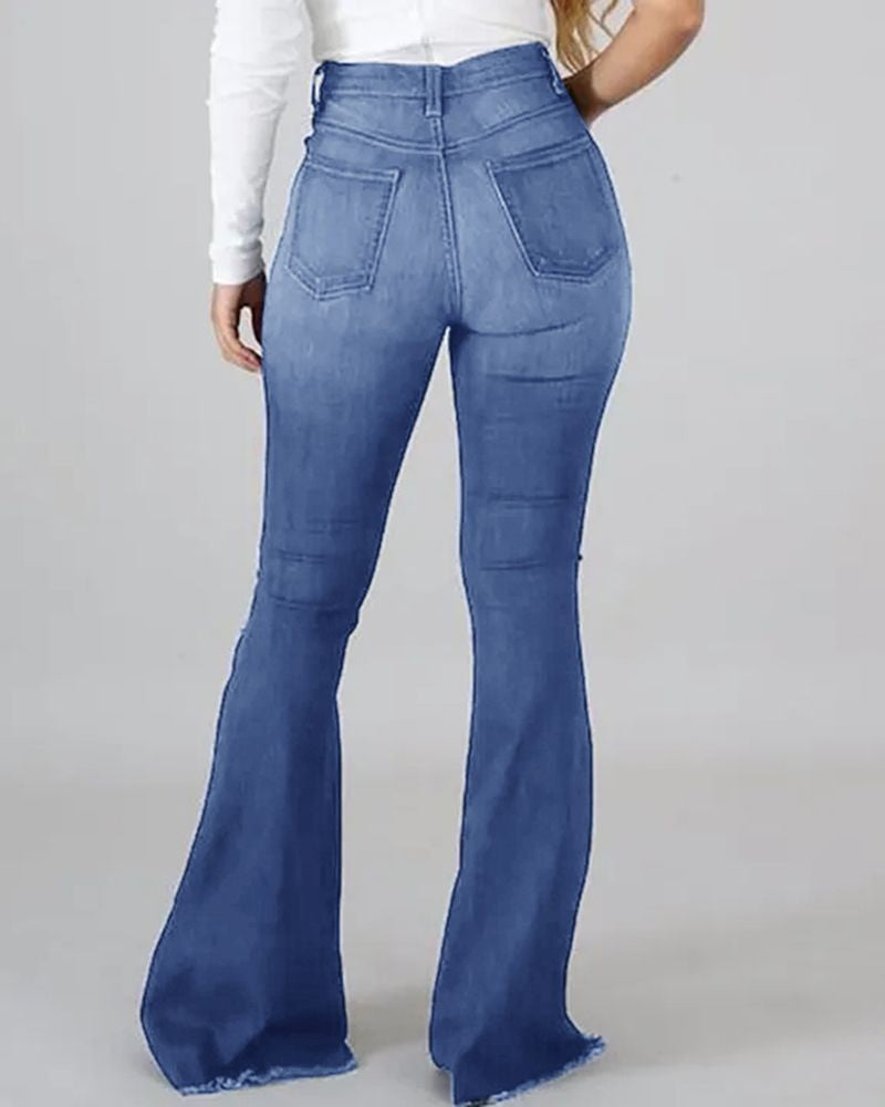 Jeans mit ausgestelltem Bein und hoher Taille