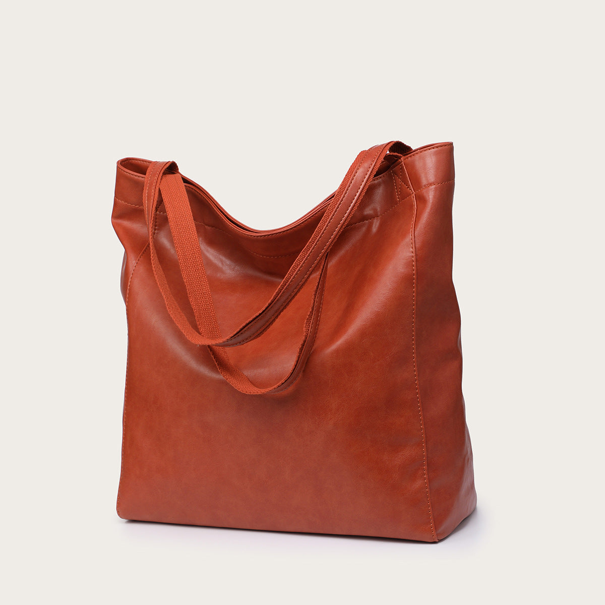 soft leather  with pocket retro oil wax leather large capacity  tote bag
