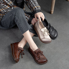Women Minimalist Leather Retro Flat Casual Shoes Newgew Shoes