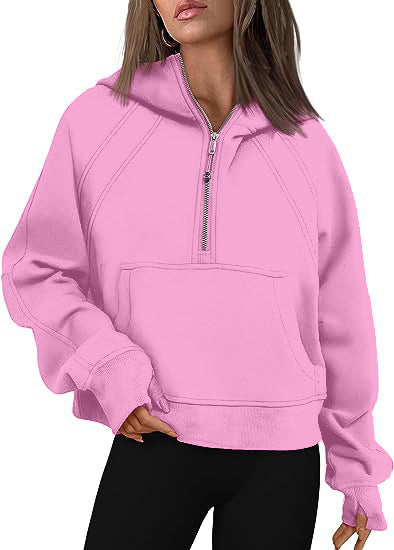 J Adore L Amour Cotton Pocketed Half Zip Pullover Ins Street
