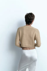 Stone – Kurzer Cardigan aus Baumwollmischung mit Taschen - Anthrazit