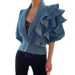 Plus Size PU Leather Jacket with Belt