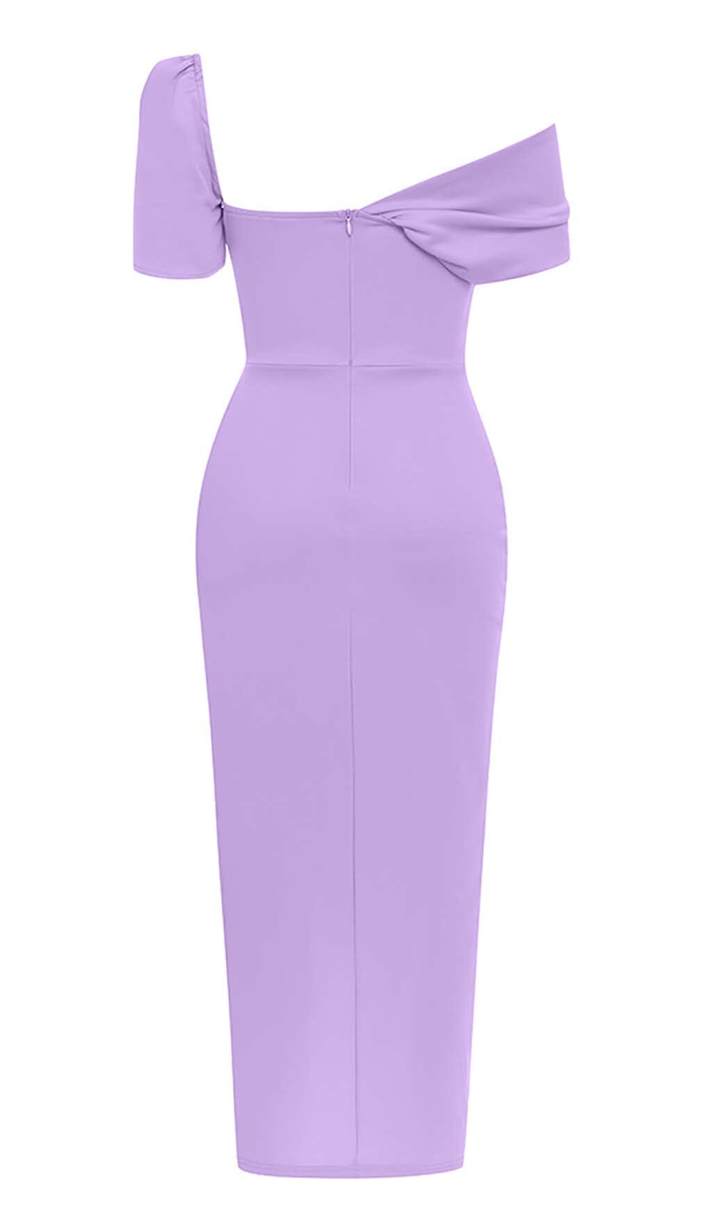 Lila Maxikleid mit One-Shoulder-Bandage