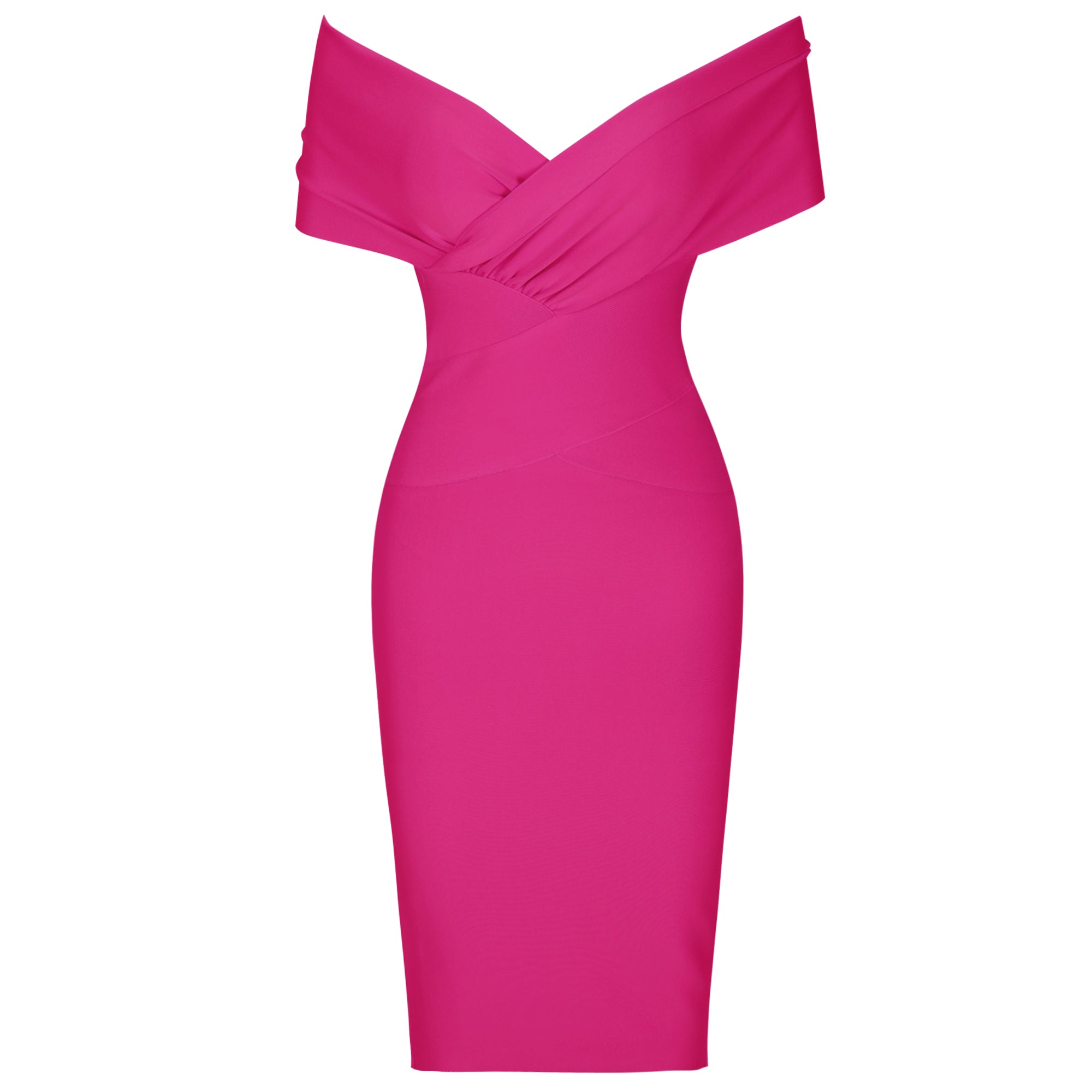 Elegantes, schulterfreies, kurzärmliges Bandage-Kleid