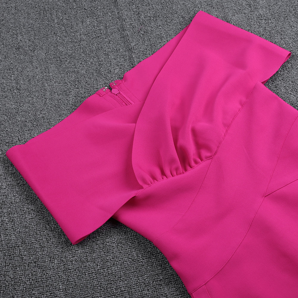 Elegantes, schulterfreies, kurzärmliges Bandage-Kleid