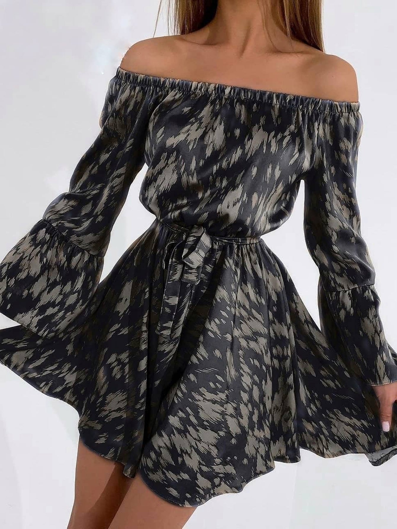Off Shoulder Ruffle Hem Dress Sai Feel