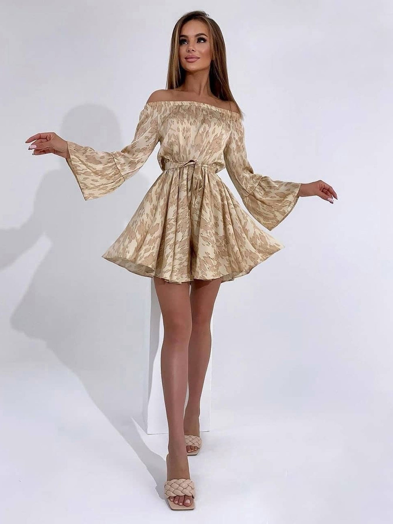 Off Shoulder Ruffle Hem Dress Sai Feel