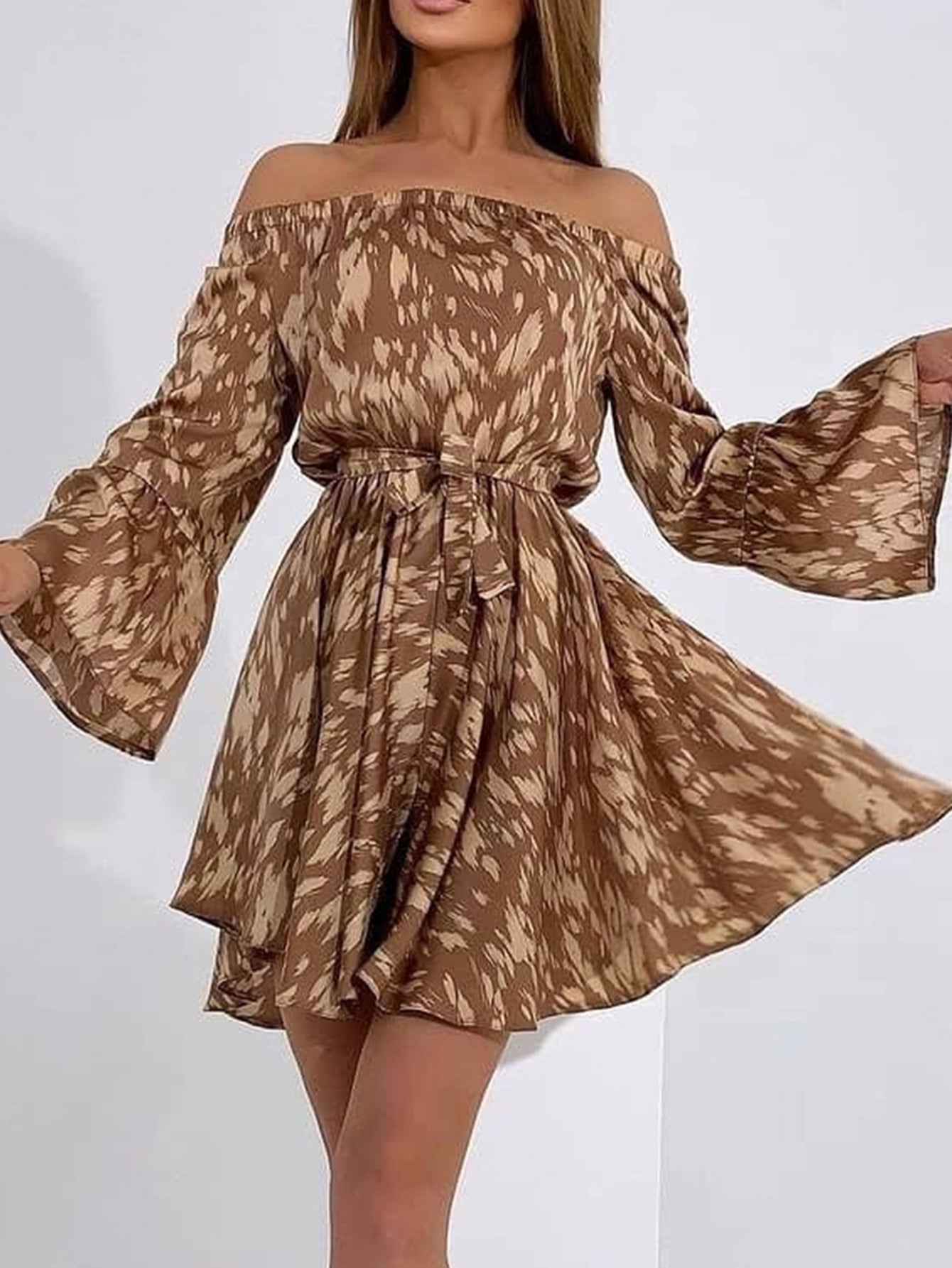 Off Shoulder Ruffle Hem Dress Sai Feel