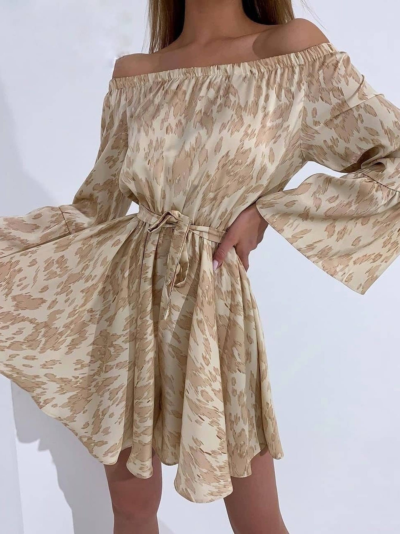 Off Shoulder Ruffle Hem Dress Sai Feel