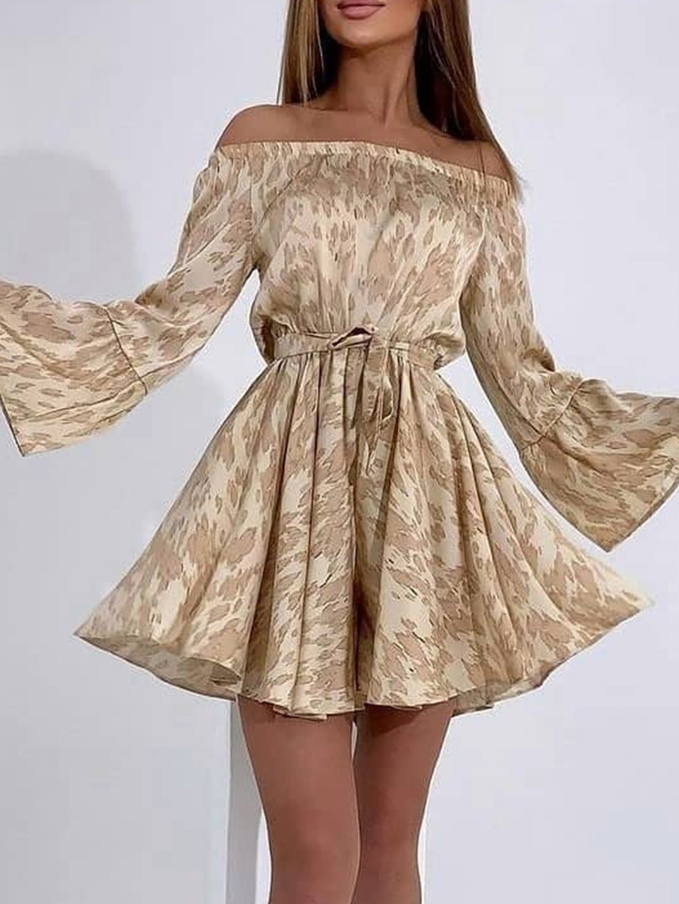 Off Shoulder Ruffle Hem Dress Sai Feel