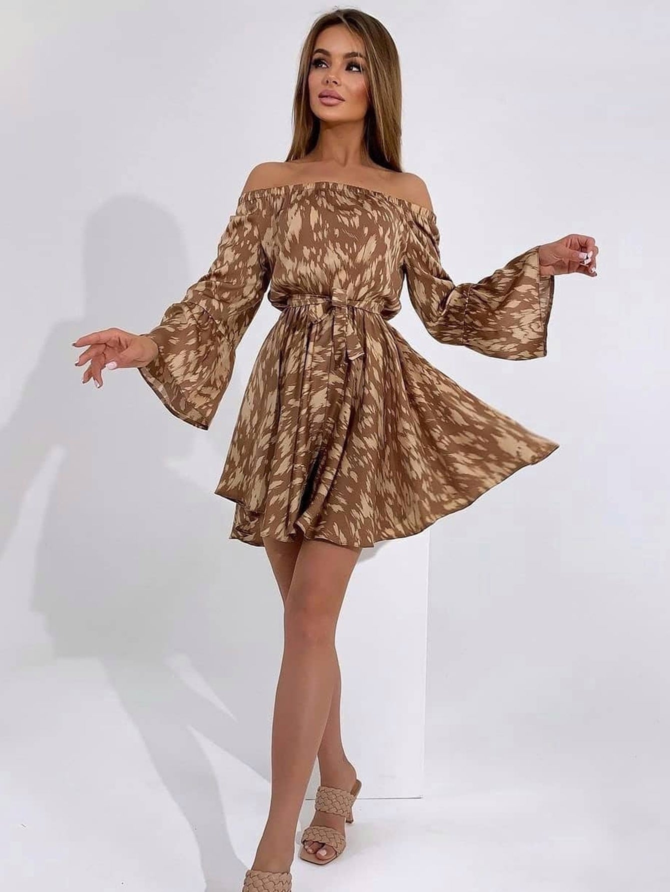 Off Shoulder Ruffle Hem Dress Sai Feel