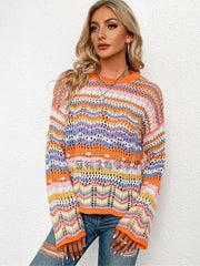 Mehrfarbig gestreifter Patchwork-Pullover