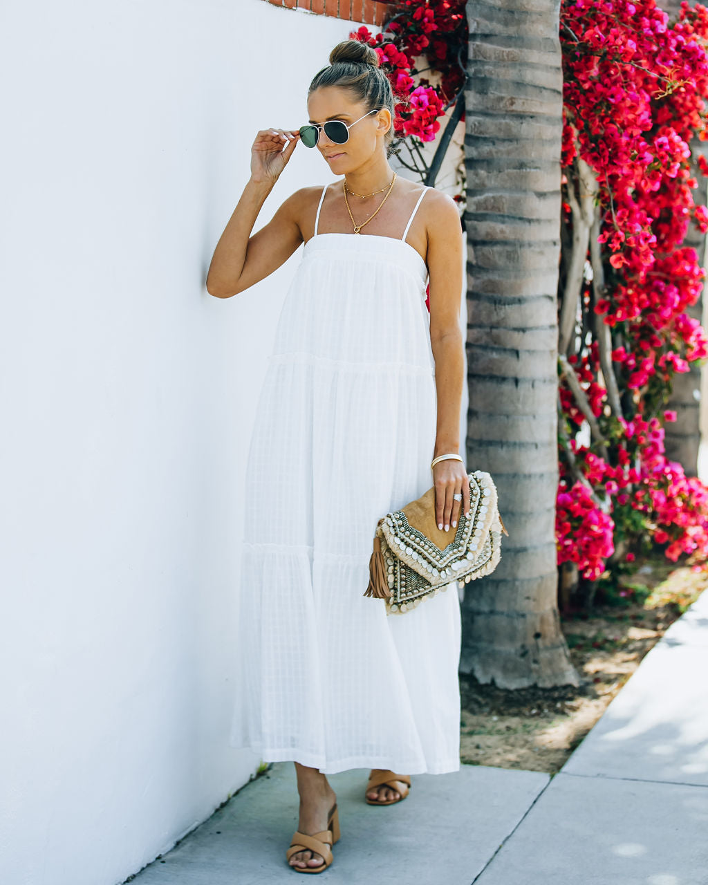 Orion Cotton Pocketed Ruffle Tiered Midi Dress