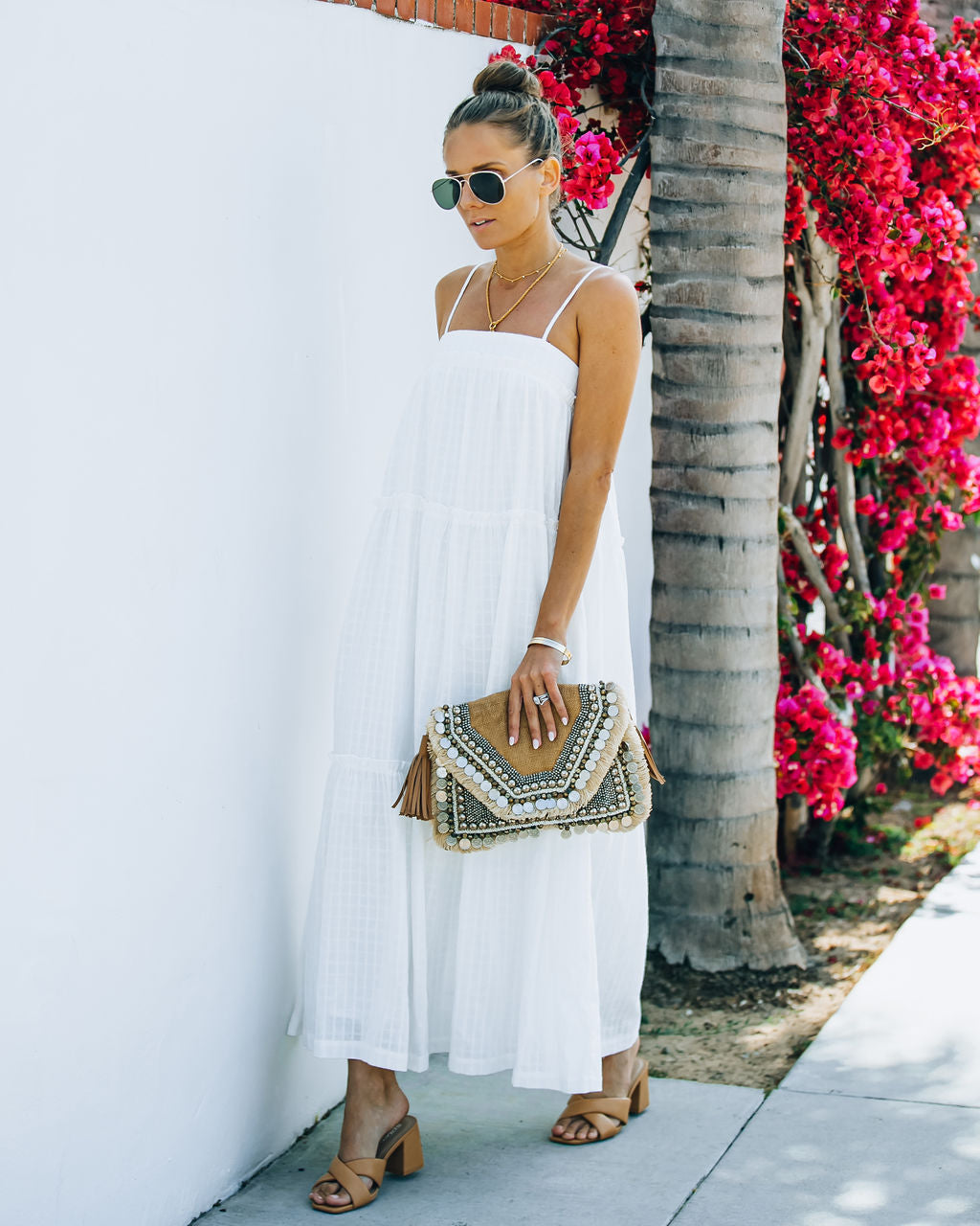 Orion Cotton Pocketed Ruffle Tiered Midi Dress