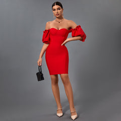 Schulterfreies rückenfreies Mini-Bandage-Kleid