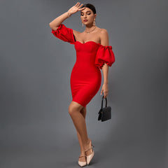 Schulterfreies rückenfreies Mini-Bandage-Kleid