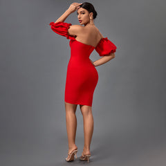 Schulterfreies rückenfreies Mini-Bandage-Kleid