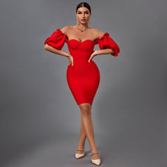 Schulterfreies rückenfreies Mini-Bandage-Kleid