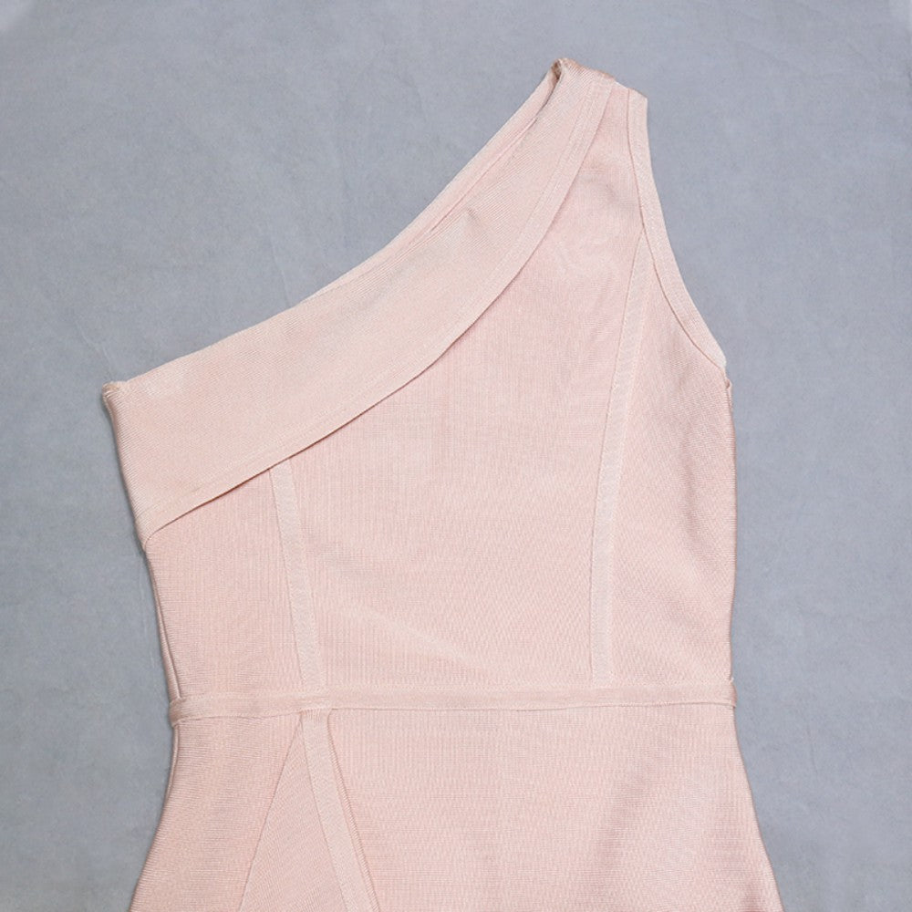 One Shoulder Sleeveless Midi Frill Bandage Dress