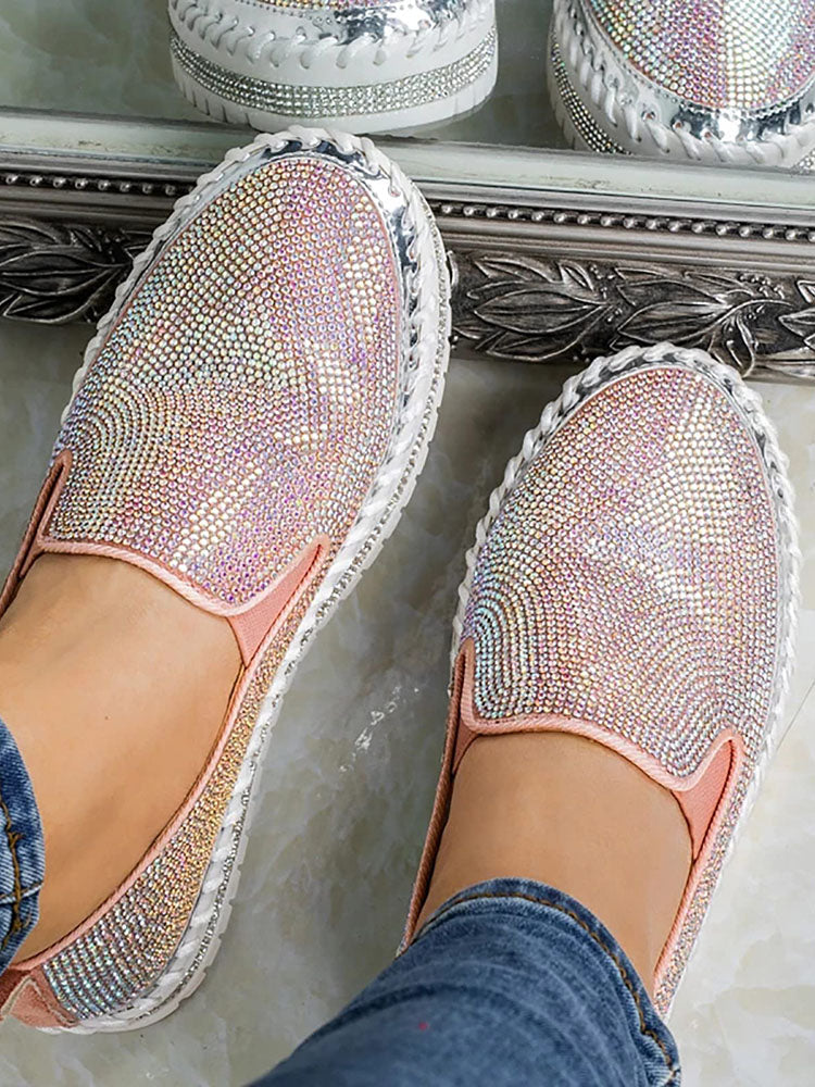 Slipper mit Plateausohle und Strasssteinen
