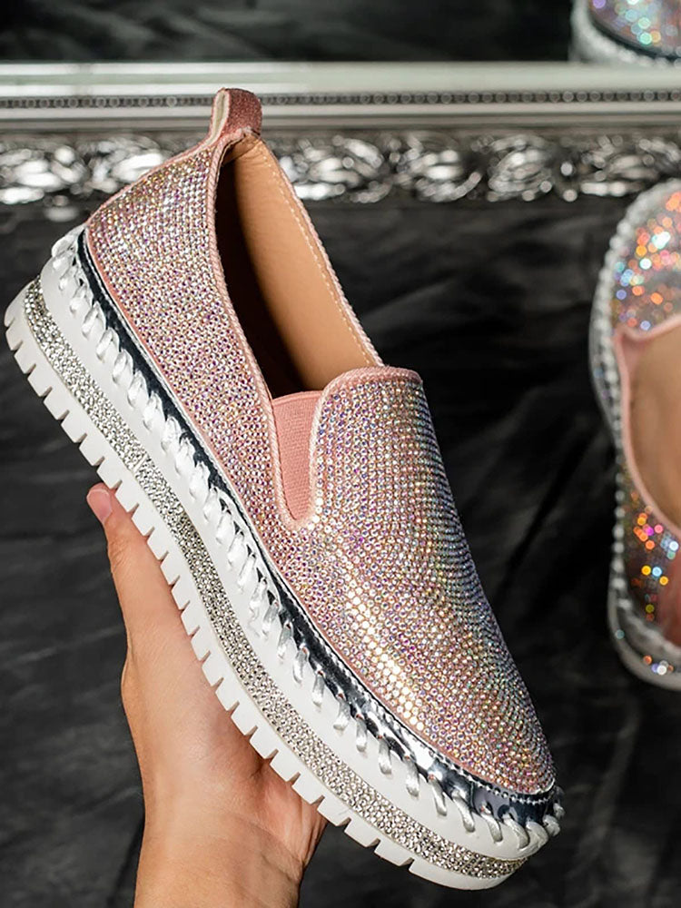 Slipper mit Plateausohle und Strasssteinen