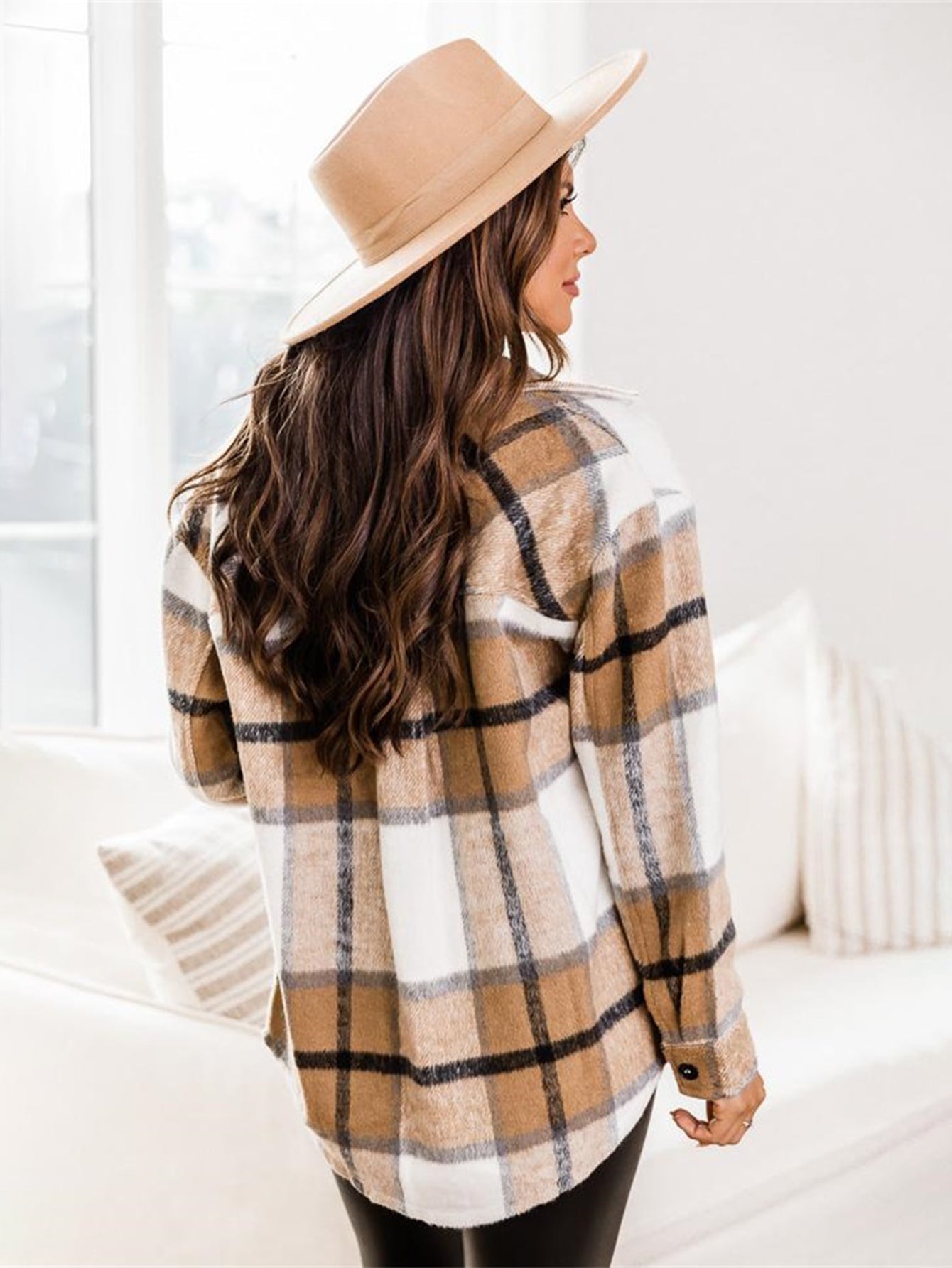 Plaid Print Drop Shoulder Blouse