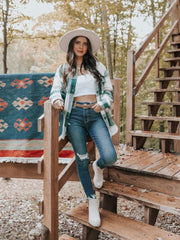 Plaid Print Drop Shoulder Blouse Sai Feel